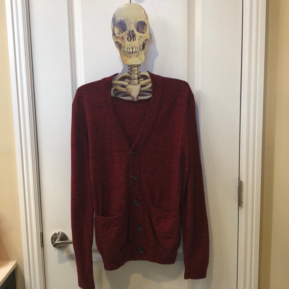 Your Neighbors Men’s S Red and Black Cardigan